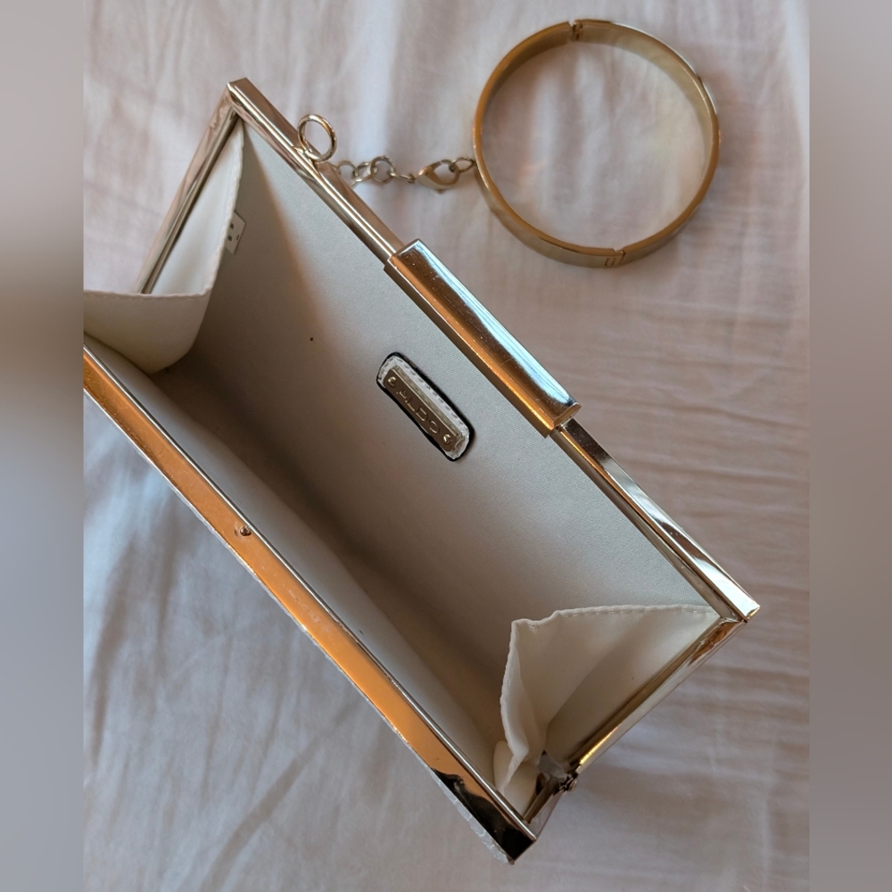 ALDO White Clutch with Gold Accents - Picture 3 of 5